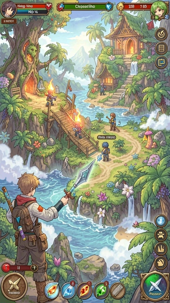 Screenshot dari level petualangan yang penuh tantangan.